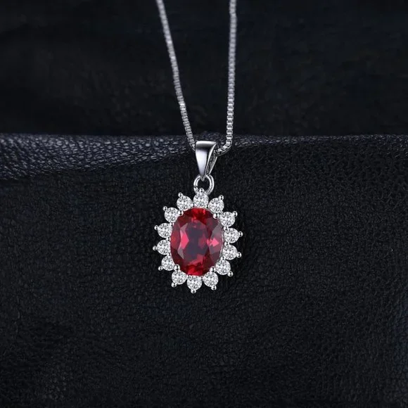 ❤️ 2.6ct Ruby Necklace - 925 Sterling Silver - Picture 3 of 10